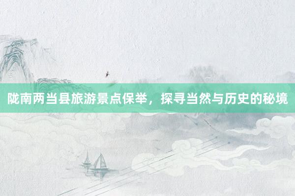 陇南两当县旅游景点保举，探寻当然与历史的秘境